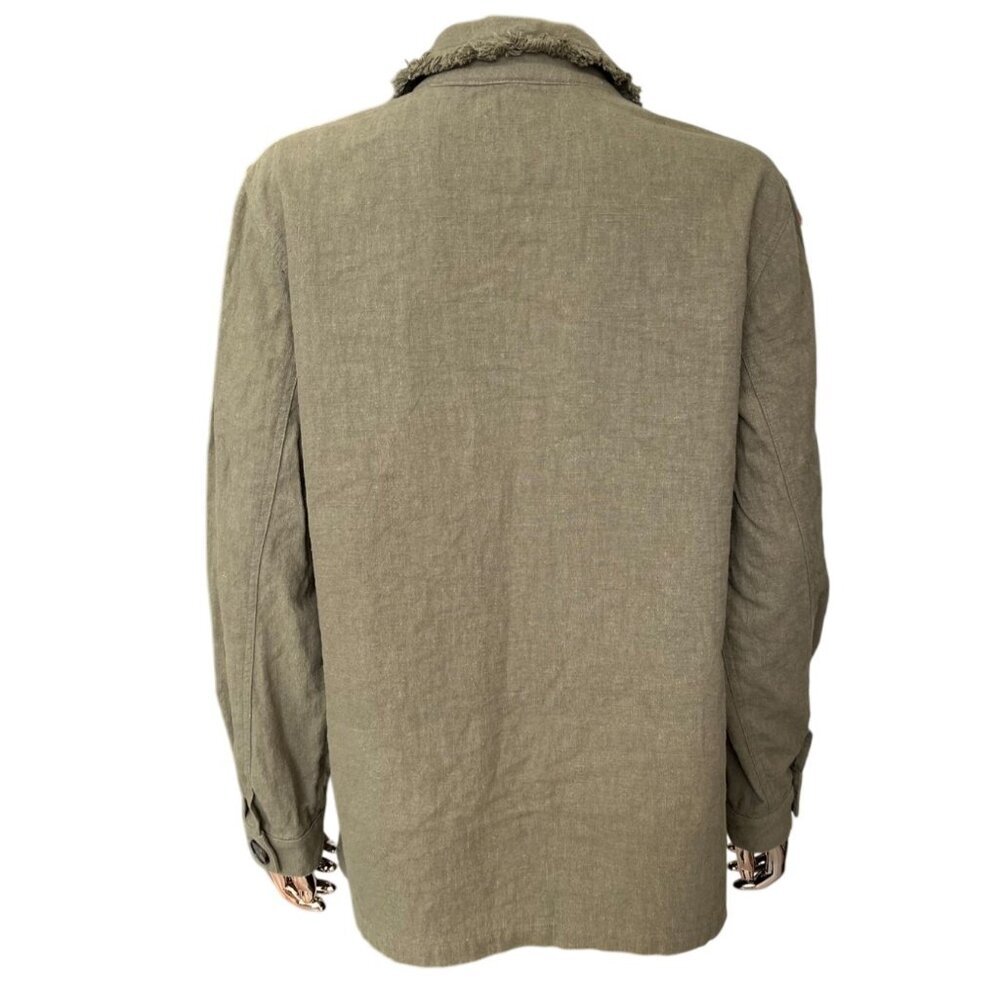 Moon River Anthropologie Olive Embroidered Fringe Utility Jacket Boho Safari M - Picture 3 of 7